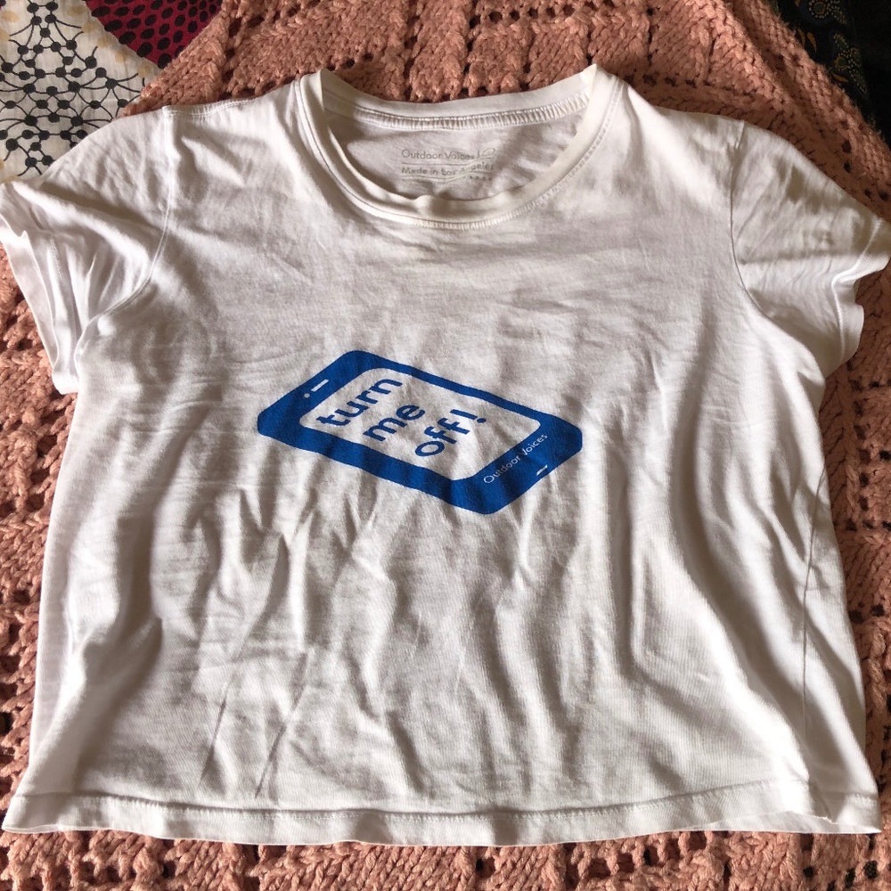 Brand new Outdoor Voices "turn me off!" crop top